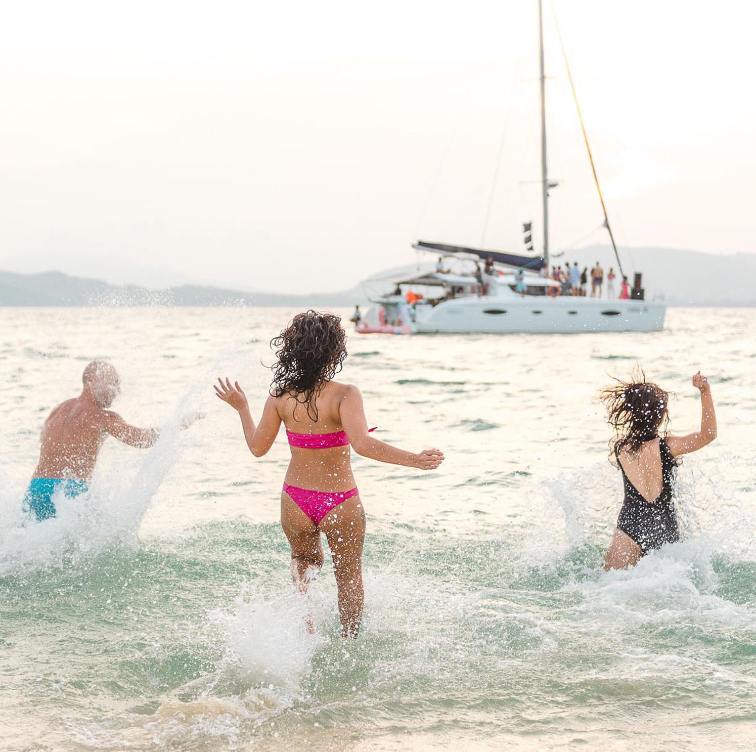 Catamaran trip to coral island. 